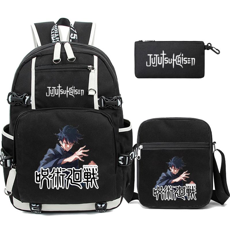 3ks/set Anime Uzumaki Batoh pro dospívajícího chlapce Zpátky do školy Batoh Student Schoolbag Cestovní taška pro volný čas