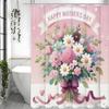 Happy Mother's Day Bouquet Pink Shower Curtain, Bathroom Decorative Shower Curtain, Waterproof Shower Curtain with Hooks
