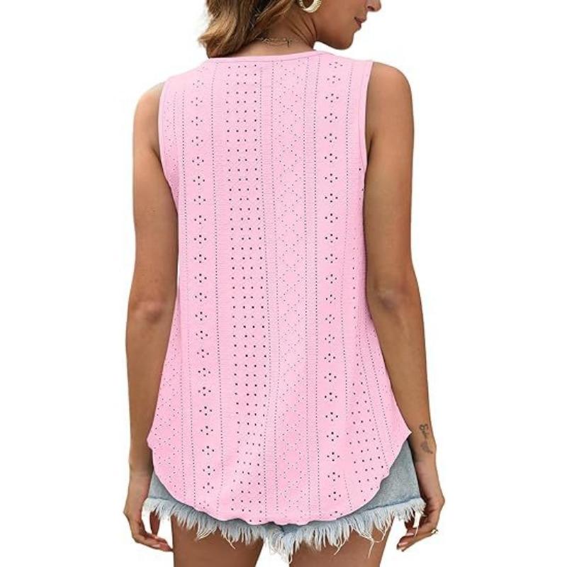 T-shirt da donna estiva Nuova maglietta senza maniche ampia con scollo tondo