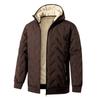 Men's Color Quilted Hooded Cotton Jacket with Zipper Pockets, Thick Warm Lined Windproof Casual Coat