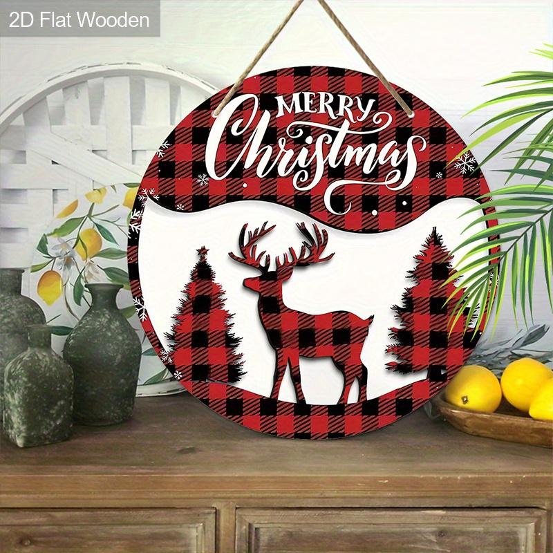 Weihnachtsdekorationsschild, hängende Innendekorationen, 2D flache Holzprodukte mit dem Muster eines Elchs, Weihnachtsgeschenke für Freunde und Familie