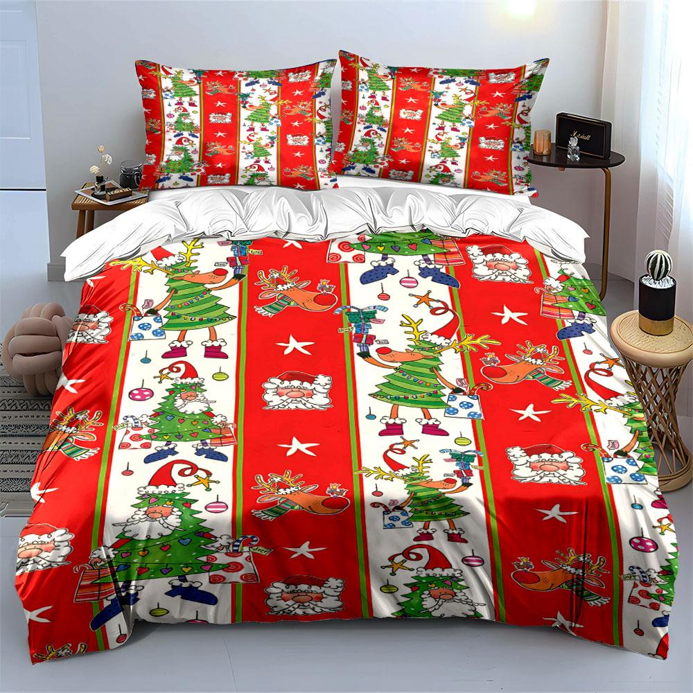 Santa, Reindeer, Christmas Trees. Bedding Sets Duvet Cover Sets Duvet Covers Pillowcases(1 * Duvet Cover 2 * Pillowcases Without Duvet Insert)