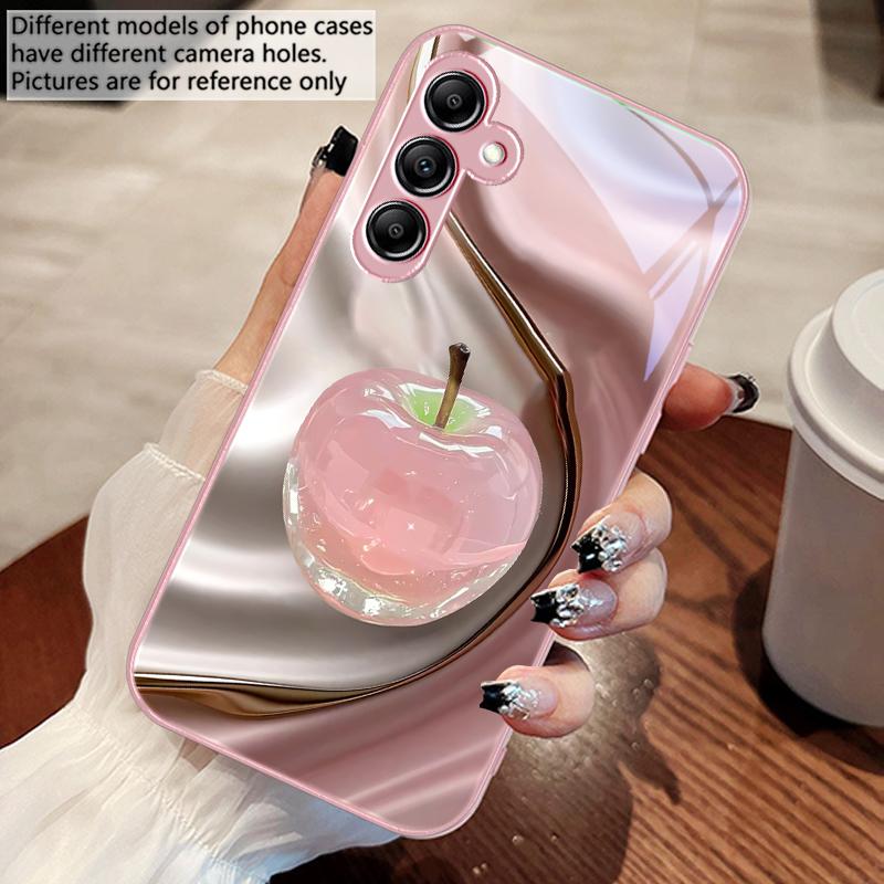 Transparent colored apple For Samsung Galaxy A14 4G 20 30 52 20S 21S 22 32 33 34 42 50 51 53 54 70 71 72 73 5G Glass Phone Case