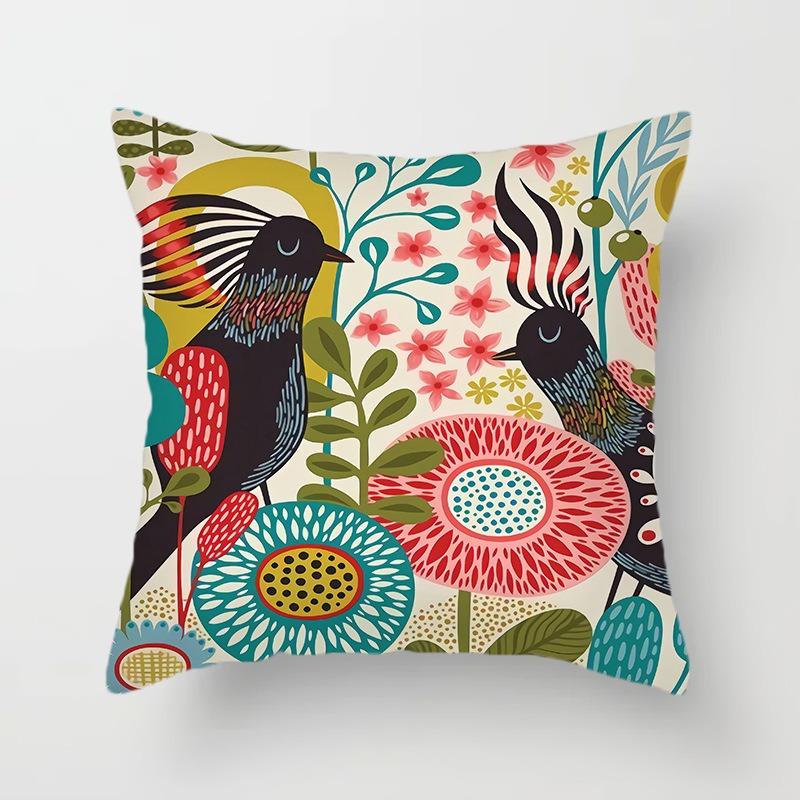 Juste de coussin colorée peinte d'art du monde, taie d'oreiller de luxe, décoration de bureau, décoration de la maison