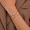 Geometrischer Ring Perlenbesetztes Doppeltes Metall Damen Armband Set