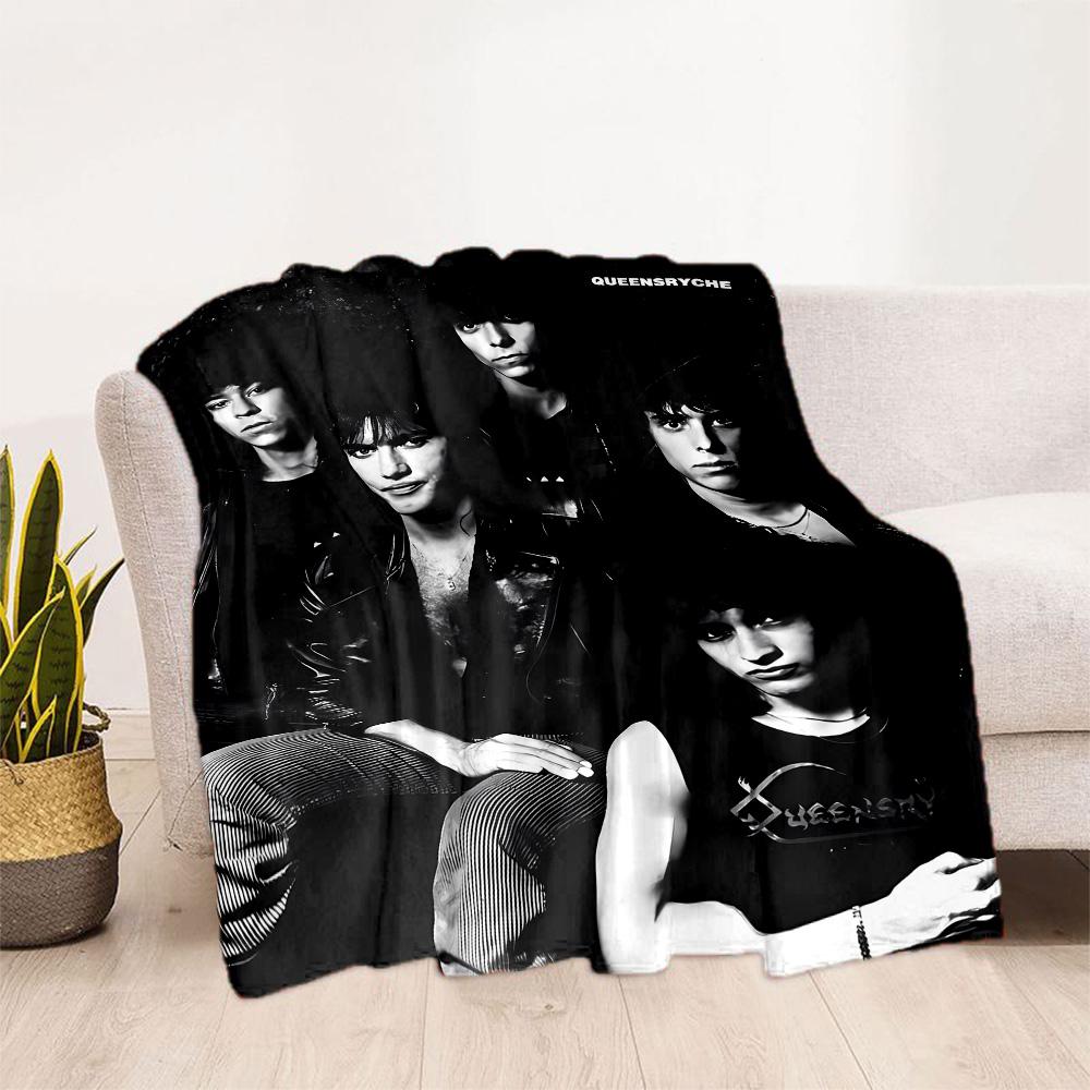 Rock Band Black Leather Blanket Durable Comfort Suitable for Couch Sofa Office for All Occasions Playful Design Best Holiday Gift for Friends Family