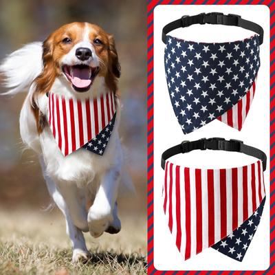 Adjustable Independent Day American Flag Dog Scarf Dog Saliva Towel Dog Collar
