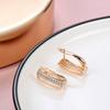 Copper-plated real gold micro-inlaid zircon earrings for women, fashionable hollow double-row diamond D-button earrings jewelry.