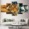 5 Pieces Animal Tiger Scenery Paintings Modular Canvas Picture Frame Wall Art Poster Decoration For Living Room Modern HD Prints