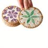 2PC handmade rattan-edged colorful shell coaster natural mother-of-pearl insulation pad light luxury insulation pad shell coaster