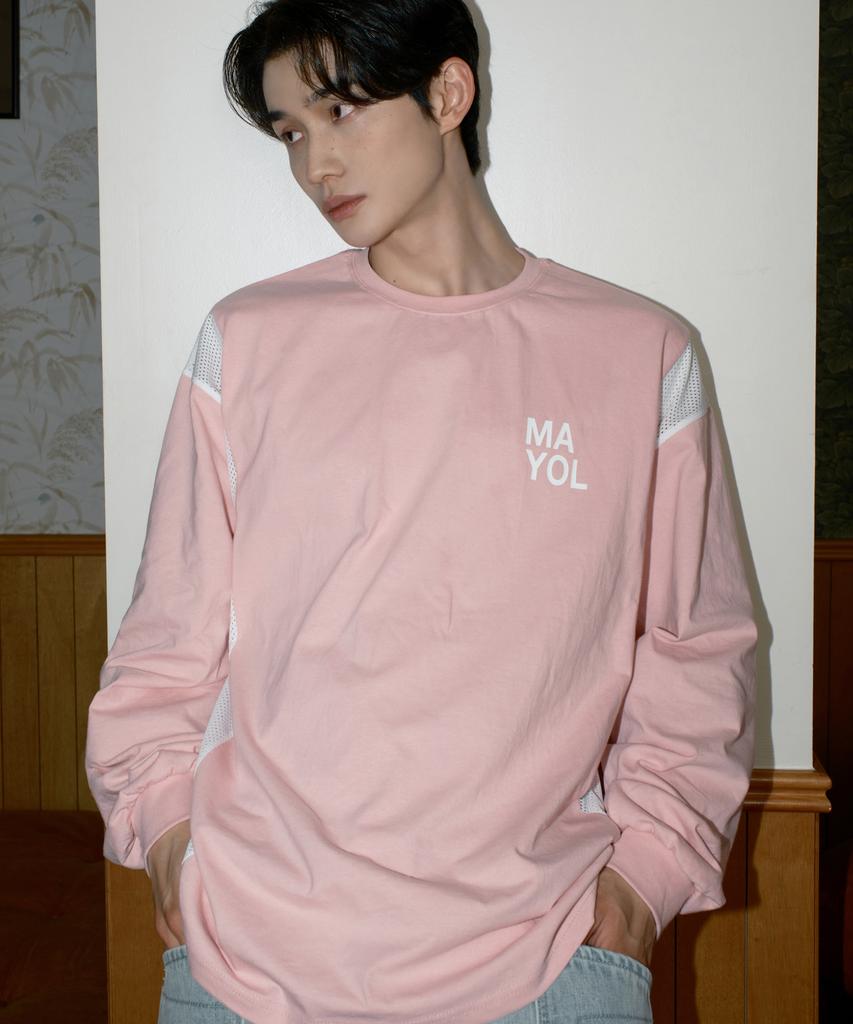 MAYOL Logo Mesh Long Sleeve T-Shirt_Pink