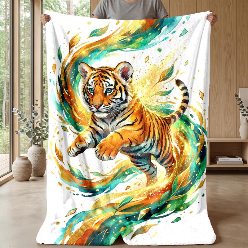 Tiger Spirit Artwork 1 Theme blanket Lightweight Warm Flannel Blanket Decorative Throw Blanket for Home Decoration