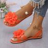 Flat Bottom Pearl Foot Sandals Women's Spot Summer New Foreign Trade Large Size Fashion Flower Sandals