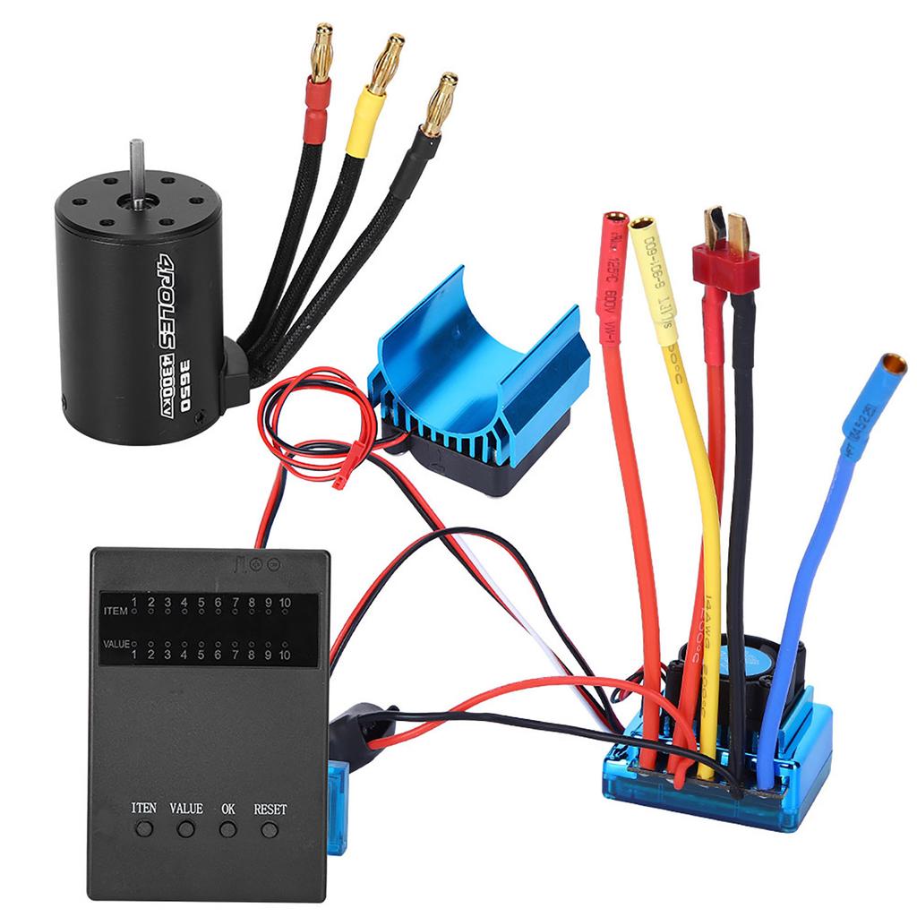 3650 Motor 4300KvBrushless ESC Heat Sink Program Card Set for 1 10 RC Car