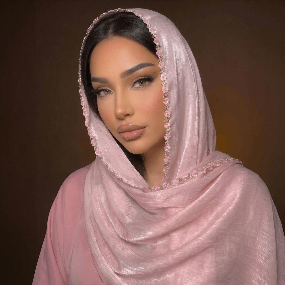 Shiny Floral Hijab Lightweight Modest Wrap Soft Women’s Headscarf Modest Fashion