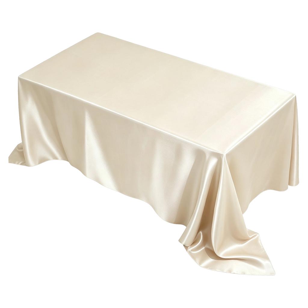 Satin Tablecloth and Table Runner, Polyester Table Cover for Wedding, Party, Christmas, Birthday, Hotel Decoration, 145305/57120
