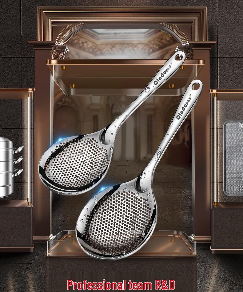 Heavy-Duty 316L Stainless Steel Skimmer Ladle - Large One-Piece Kitchen Strainer Spoon