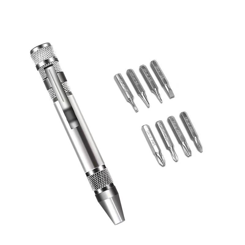 8-in-1 Multi-functional Aluminum Repair Screwdriver Pen серебряный