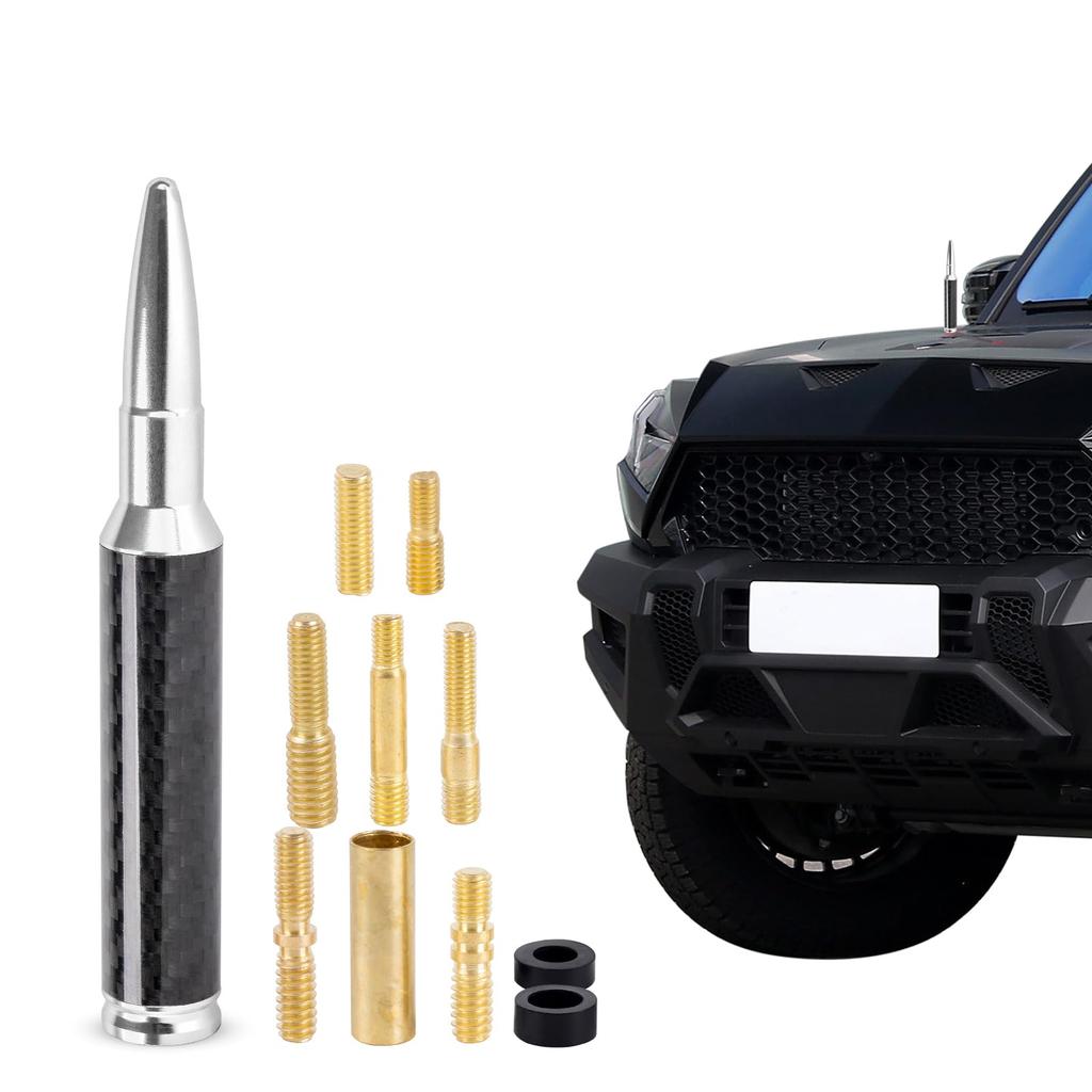 MUTEKI Car Antenna, Carbon Fiber Short Antenna, Radio Antenna, Carbon Antenna, For Cars, Antenna, Signal Reception, General Purpose (Silver)