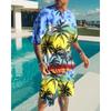 Summer Men's Clothing Letter 3d Print T Shirt Shorts Sets Male Breathable Tracksuits Plus Sized Men's T-shirts Suits Fashion Sportswear Set
