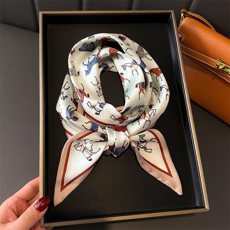 Luxry Horse Design Women Scarf Silk Scarf Handbag Handle Wrap Bag Ribbon Scarf Women Girls Head Hair Wrist Ribbon Scarf