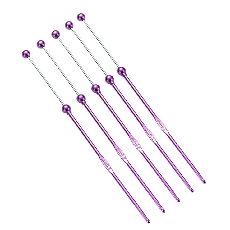 5 Pieces Metal Crochet Needle Beads Crochet Hook Set Metal Knitting Needle Crochet Accessories for Handicrafts