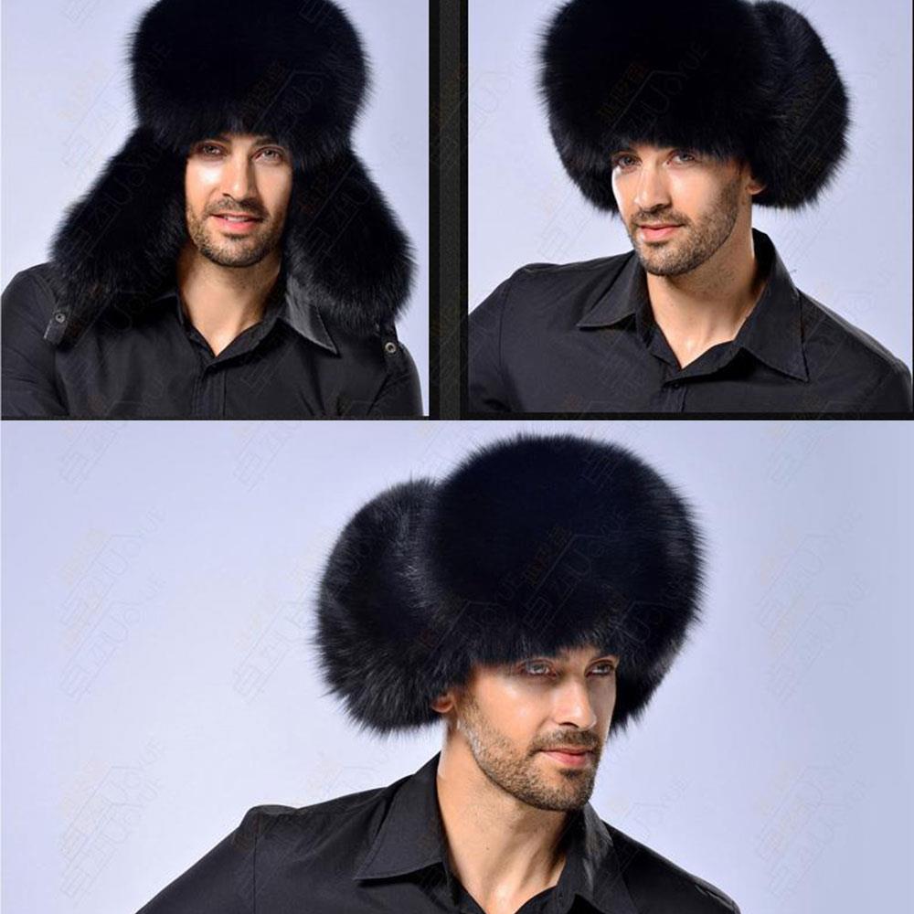 Winter Keep Warm Imitation Fur Hats Women Men High-end Warm Black Fox Fur Natural Raccoon Fur Hat Windproof Russian Ushanka Hats