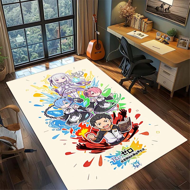 Large Area Floor Mat Rug "ReZero" Non Slip Washable Carpet Bedroom Gamer Room Decor—kwq81