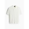 H M Regular Fit Hole Knit Polo sHirt wHite