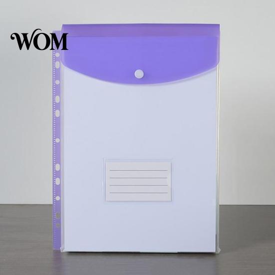 Office Supplies Organizer 3Pcs 11 Hole A4 File Folder with Snap Button, Colorful Document Organizer, Bag Horizontal & Vertical Transparent Label Slot,