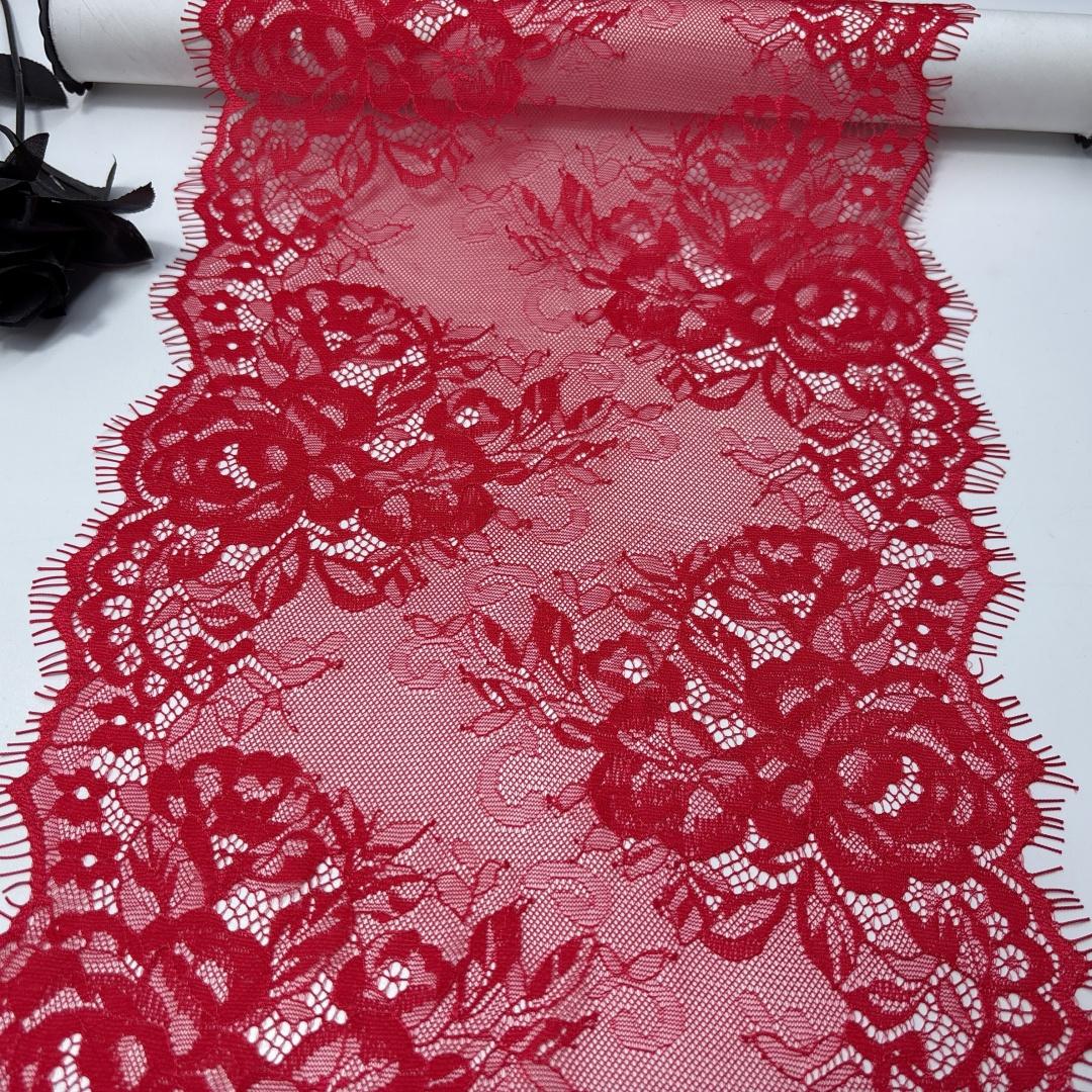 Красная кружевная тесьма Шантильи, 2,8 м x 27 см, Неэластичная французская кружевная тесьма с ресничками для бюстгальтера, Нижнего белья, Корсета, Платья, Одежды, Шитья и рукоделия 2.8 meters x 27 cm красный