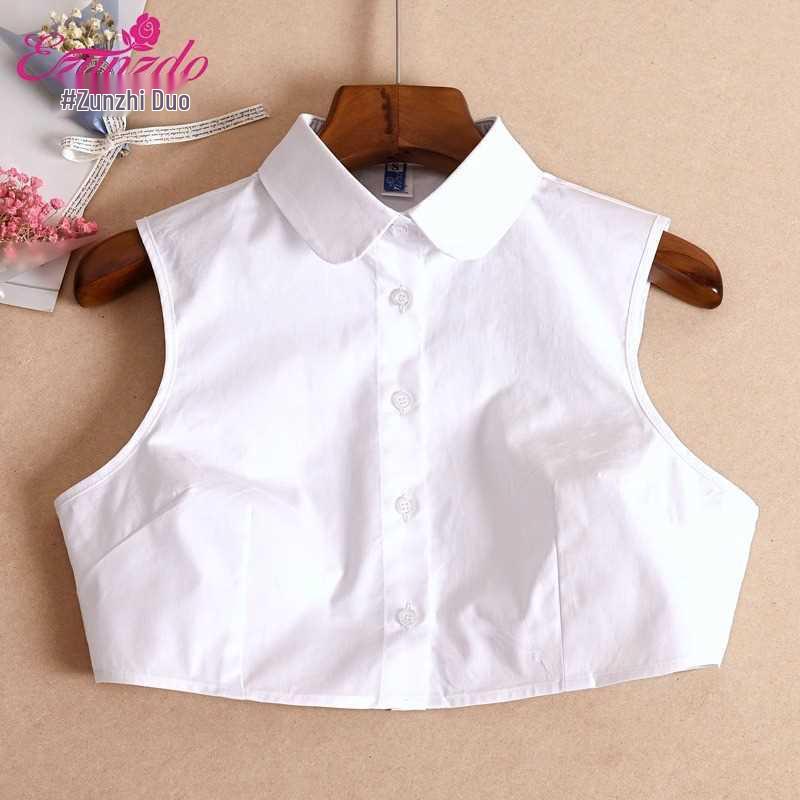 

Женская блузка без рукавов со съемным декоративным воротником - Весенний корейский стиль, Универсальный белый воротник-кукла. L (105-115 lbs)