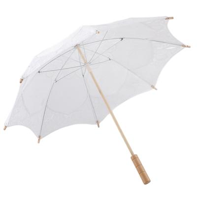 Lady Wedding Lace Umbrella Parasol Sun Umbrellas Party Bridal Photo Taking Decor(White Large)