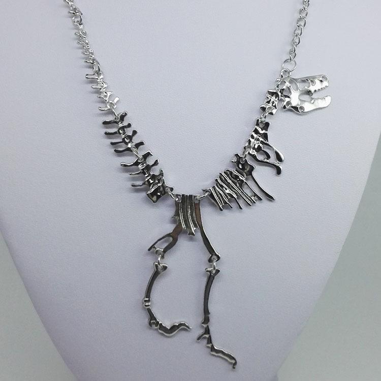 Adjustable European & American Style Exaggerated Dinosaur Skeleton Alloy Necklace