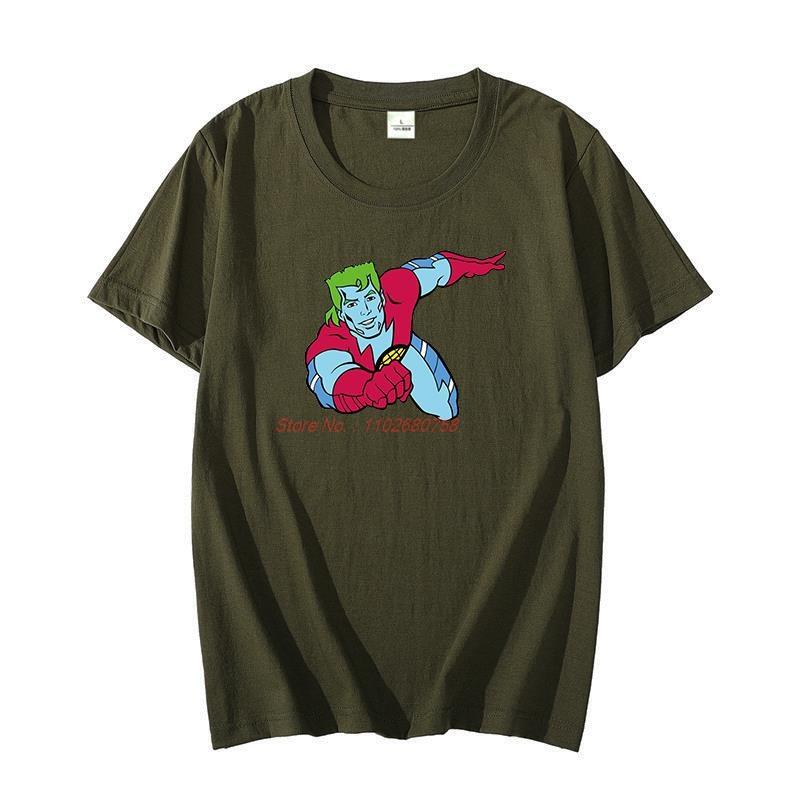 Summer Unisexs Tshirt Captain Planet Cartoon 90s Top Anime Cotton Graphic T Shirts Oversized T Shirt For Unisex Oneck Tshirt