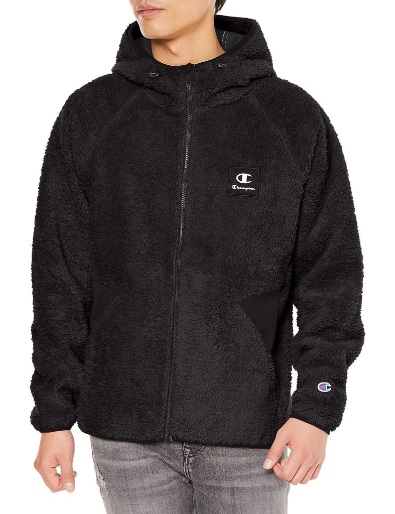 Hooded Long One Point Zip Hooded XL [Champion] Jacket, Sleeve, Stretch, Thermal, Windproof, Logo, Jacket, C3-WS604, Men's, Black,