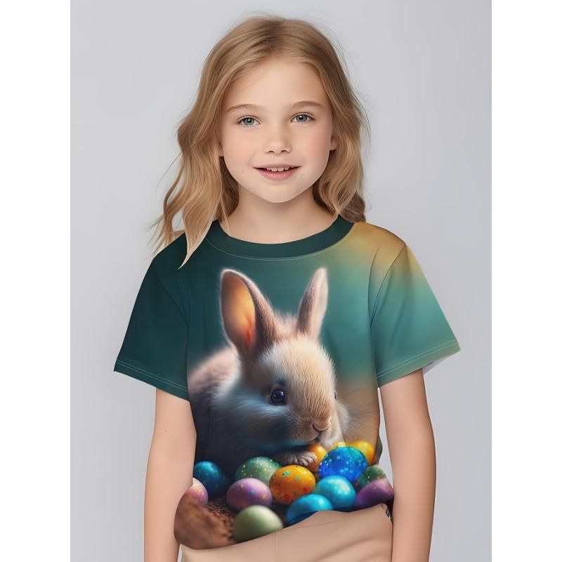 Odzież Dziecięca Ubrania dla Dziewczynki Koszulka z Krótkim Rękawem dla Dziewczynki Nadruk Kawaii ze Zwierzętami Uroczy Top dla Dziewczynki Letnia Odzież Dziecięca Dziewczęce Ubrania