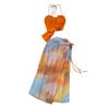 Seaside Holiday Halterneck Smudges Print Fashion Suit