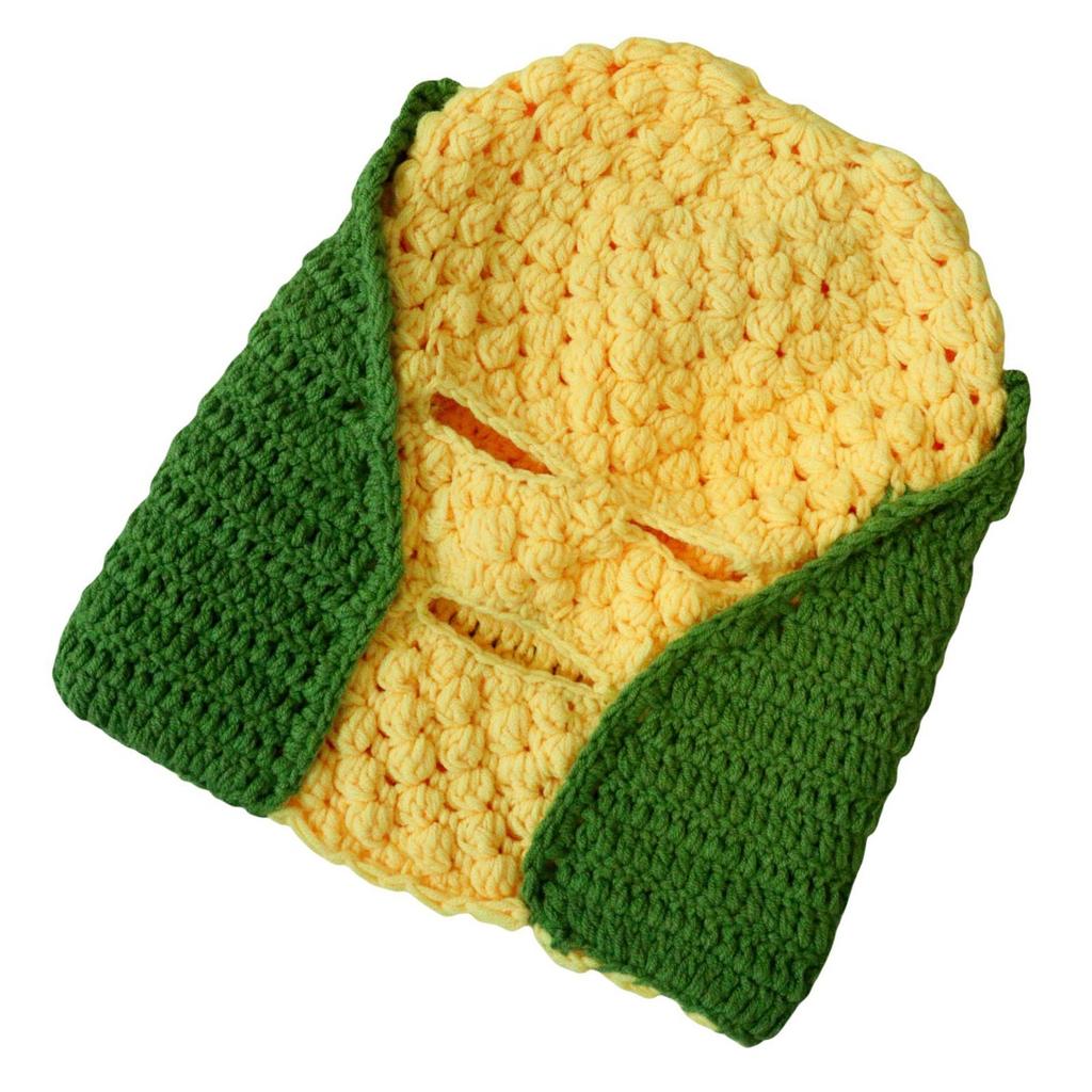 Novelty Knitted Maize Cob Hat for Winter Activity All Age Full Facecover Hat Fun Warm Balaclava Hat for Holiday Parties