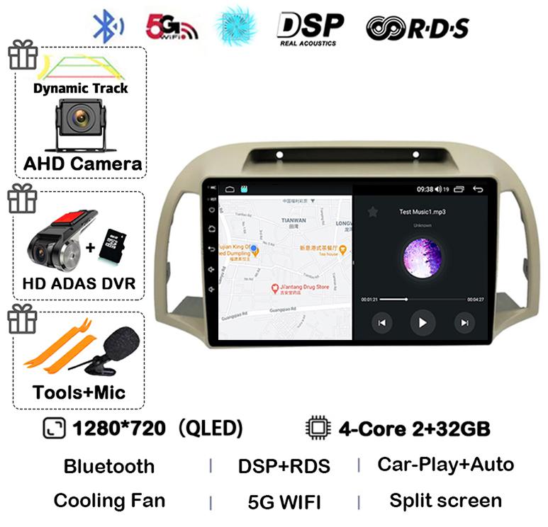 Android 14 Carplay WIFI+4G Für Nissan March Micra K12 2002 2003 2004-2010 Autoradio Multimedia Player GPS Stereo 2din Head Unit