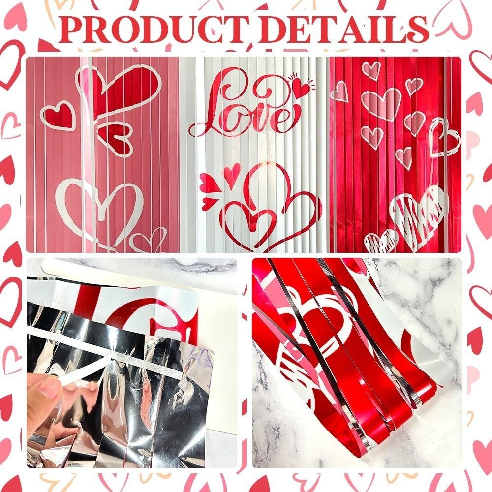 1×2 cm Valentine's Day Rain Curtain Sparkling PET Love Curtain Romantic Exquisite Photo Backdrop Decor Happy Valentine's Day