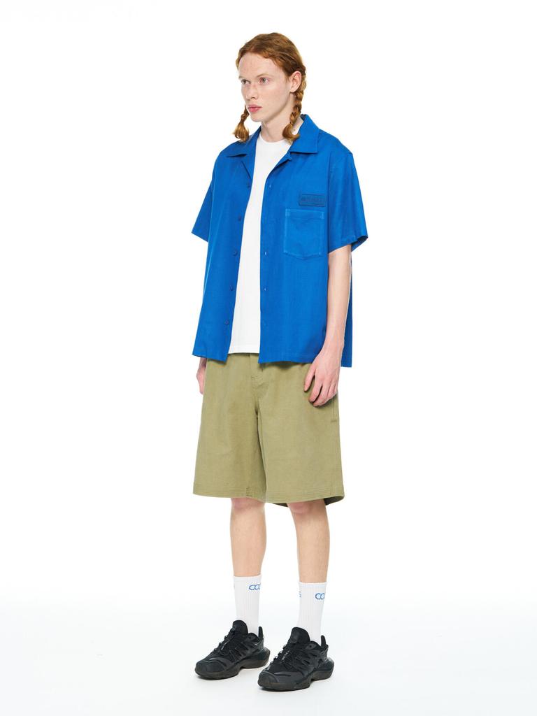 Ssississieseu Blue Camp Collar Shirts