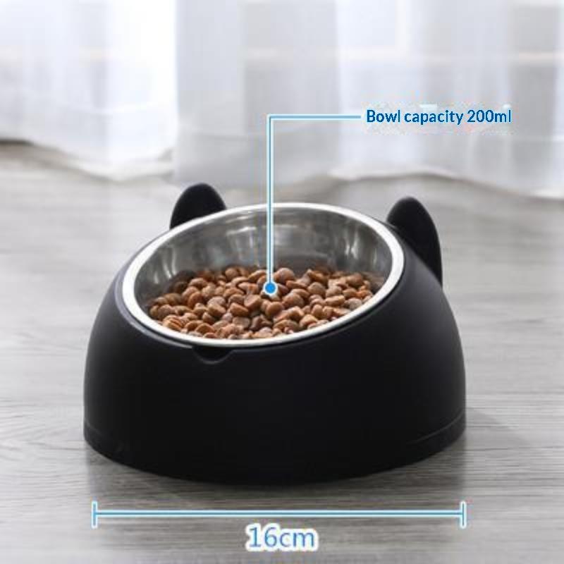 Cat Ear Shaped Elevated Stainless Steel Pet Bowl Non-Slip Scratch Resistant Feeder for Small Cat Dog Food Water