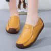 Lightweight Slip-On Soft Bean Loafers Ladies Non-Slip Mother Walking Shoes British Style Flat Genuine Leather Casual Shoes Women
