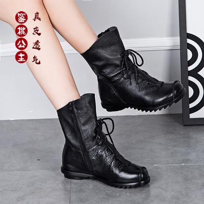 Fashion Women Ankle Boots Plus Size Autumn Low Heel Shoes Platform Casual Female Short Boot Fashion Lace Up Fold Ladies Footwear 698
