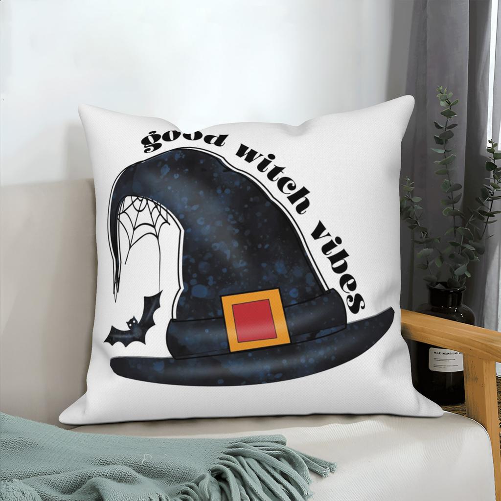 Halloween Throw Pillow Covers Pumpkin Ghost Witchy Linen Sofa Bed Pillowcase Square Cushion Cover Spooky Halloween Party Decor