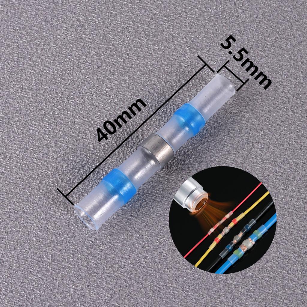 50 Stück Wasserdichte Löt-Dichtungs-Hülsen Spleißklemmen Schrumpfschlauch Elektrischer Drahtverbinder Stoßverbinder Set Sortiment Neu