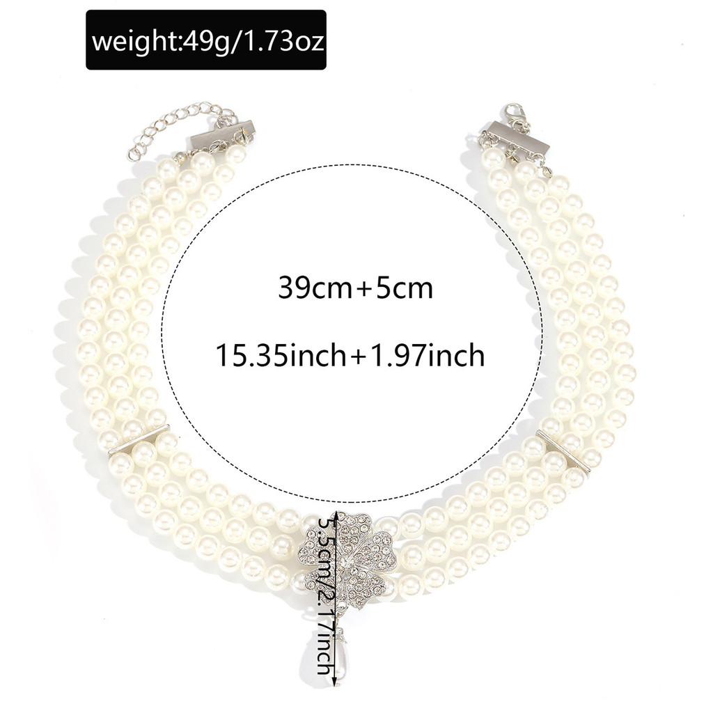 Pärlhalsband med glittrande blomhänge Flerlagers Retro Statement för Kvinnor