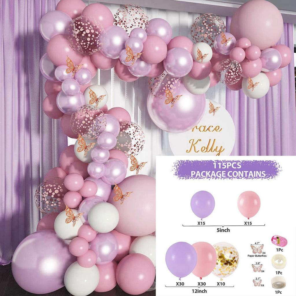 Purple Butterfly Balloons Garland Arch Kit Latex Ballon Birthday Party Decor Kids Adult Wedding Baloon Baby Shower Decor Ballon