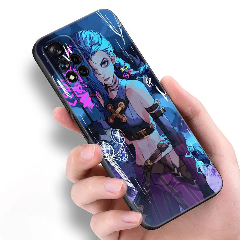 Arcane Jinx Anime Black Silicone Phone Case For Xiaomi POCO X3 X4 NFC F5 M3 M4 M6 X5 X6 Pro F3 F4 GT 5G C55 C65 M5